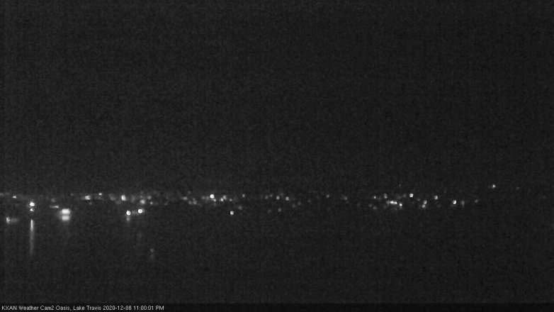 Lake Travis webcam, December 8, 2020 11:00 PM CT