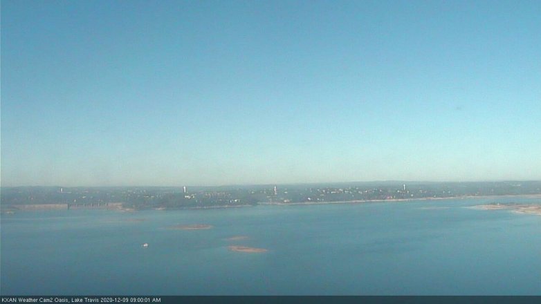 Lake Travis webcam, December 9, 2020 9:00 AM CT