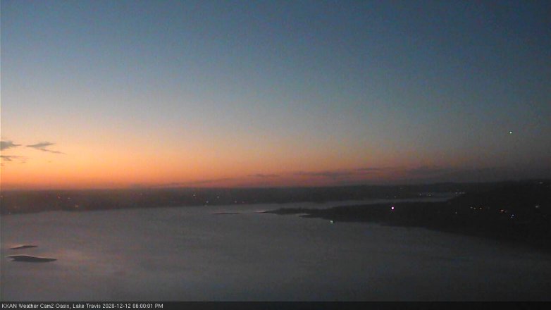 Lake Travis webcam, December 12, 2020 6:00 PM CT