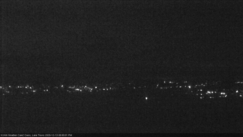 Lake Travis webcam, December 13, 2020 9:00 PM CT
