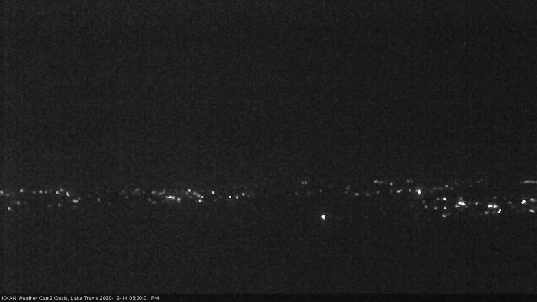 Lake Travis webcam, December 14, 2020 8:00 PM CT
