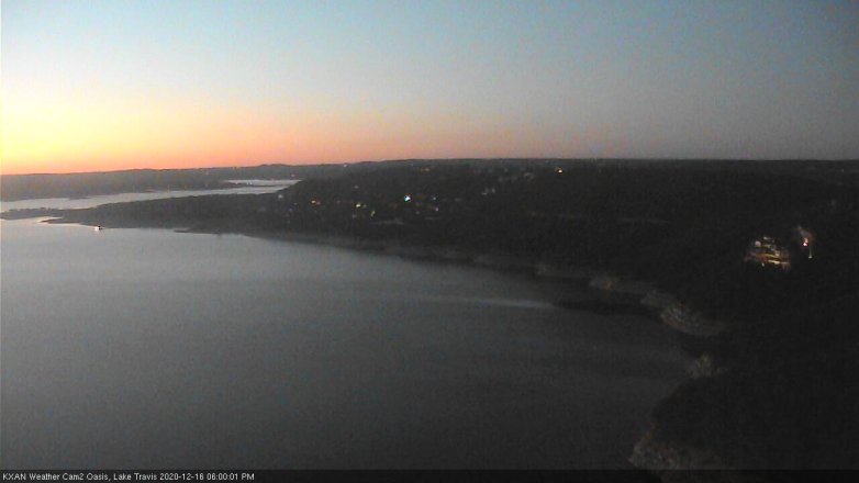 Lake Travis webcam, December 16, 2020 6:00 PM CT