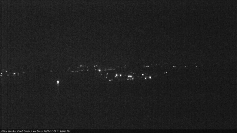 Lake Travis webcam, December 21, 2020 11:00 PM CT