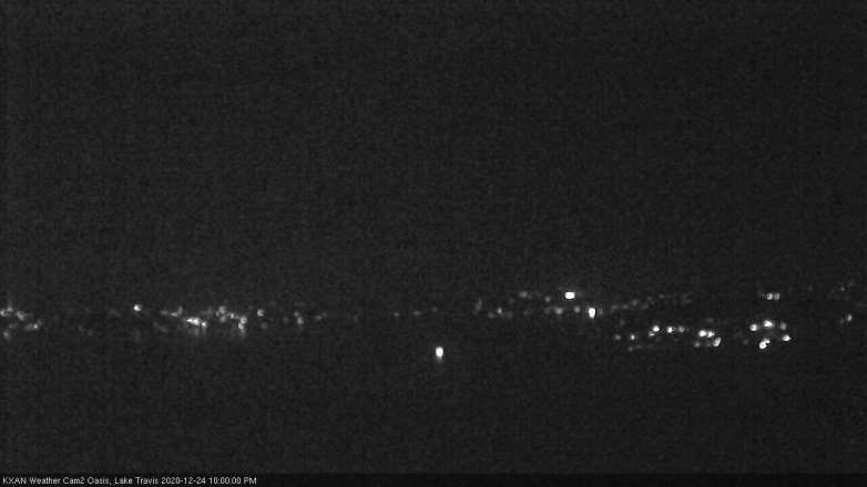 Lake Travis webcam, December 24, 2020 10:00 PM CT