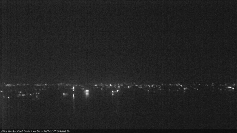 Lake Travis webcam, December 25, 2020 10:00 PM CT