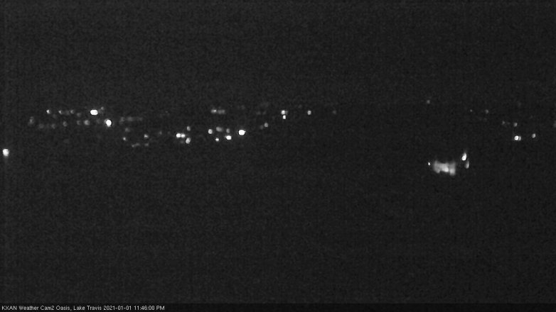 Lake Travis webcam, January 1, 2021 11:45 PM CT