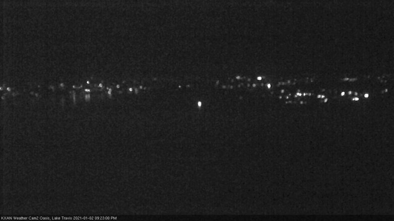 Lake Travis webcam, January 2, 2021 9:25 PM CT