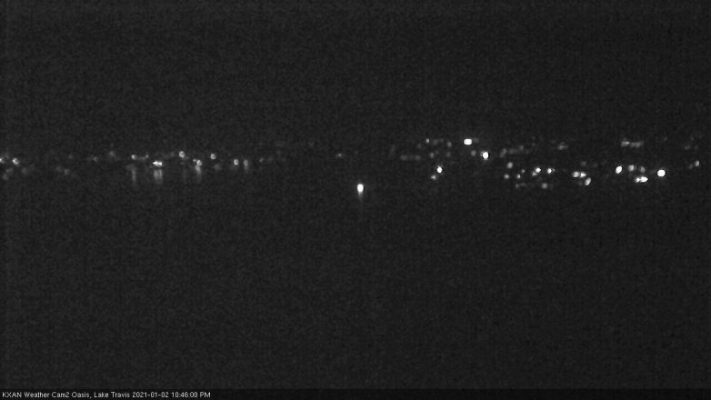 Lake Travis webcam, January 2, 2021 10:45 PM CT