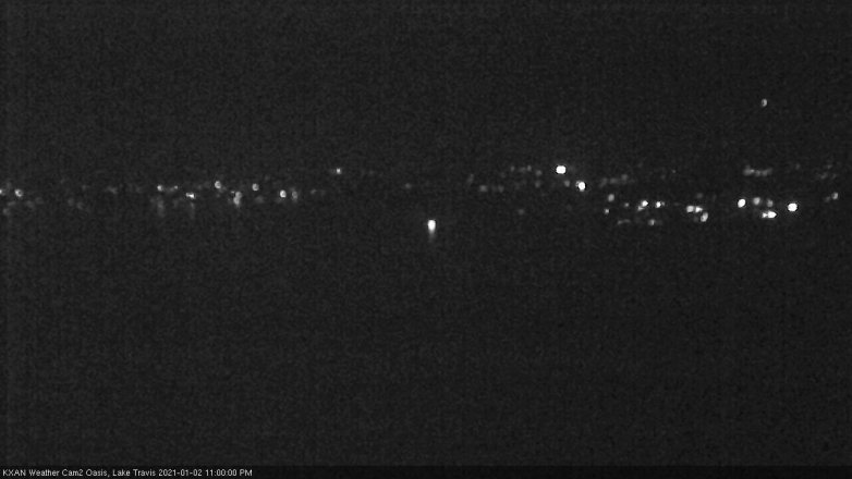 Lake Travis webcam, January 2, 2021 11:00 PM CT