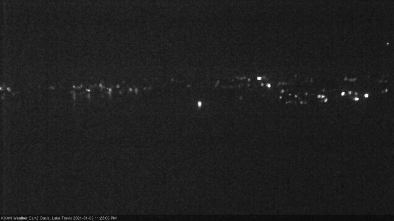 Lake Travis webcam, January 2, 2021 11:25 PM CT