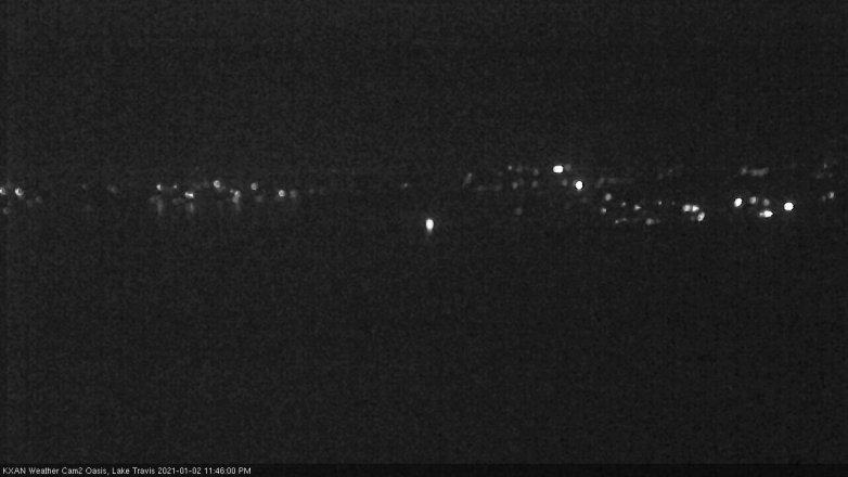 Lake Travis webcam, January 2, 2021 11:45 PM CT