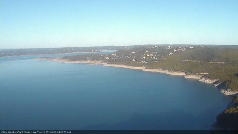 Lake Travis webcam, January 3, 2021 9:00 AM CT