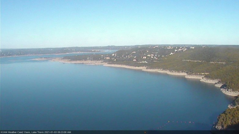 Lake Travis webcam, January 3, 2021 9:25 AM CT