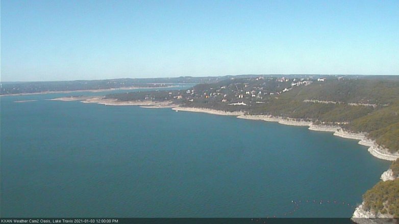 Lake Travis webcam, January 3, 2021 12:00 PM CT