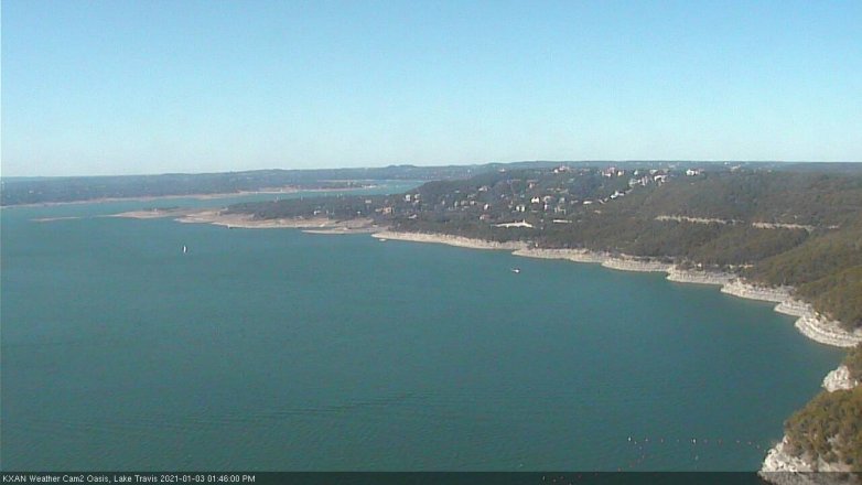 Lake Travis webcam, January 3, 2021 1:45 PM CT