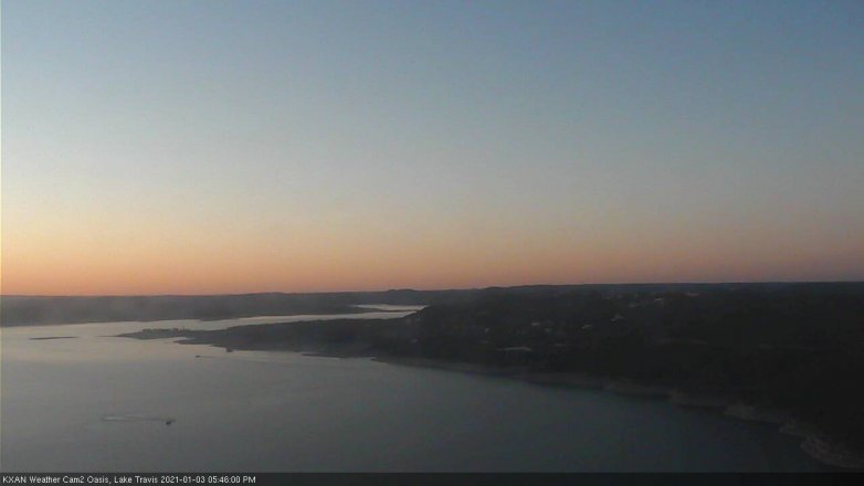 Lake Travis webcam, January 3, 2021 5:45 PM CT