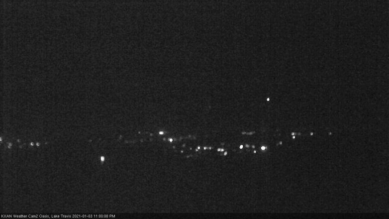 Lake Travis webcam, January 3, 2021 11:00 PM CT