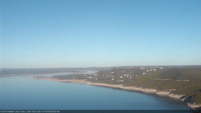 Lake Travis webcam, January 4, 2021 9:00 AM CT