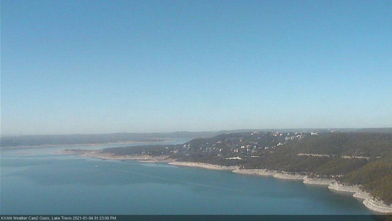 Lake Travis webcam, January 4, 2021 1:25 PM CT