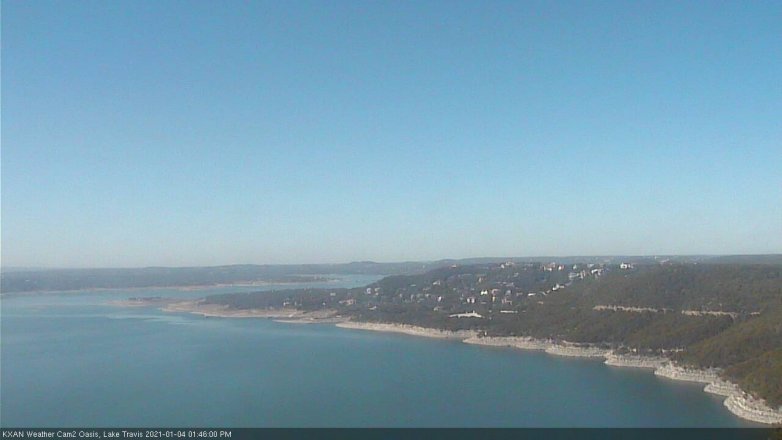 Lake Travis webcam, January 4, 2021 1:45 PM CT