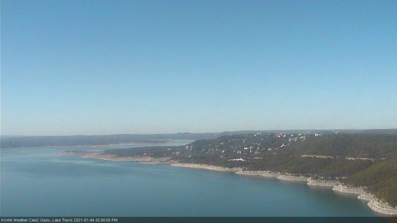 Lake Travis webcam, January 4, 2021 2:00 PM CT