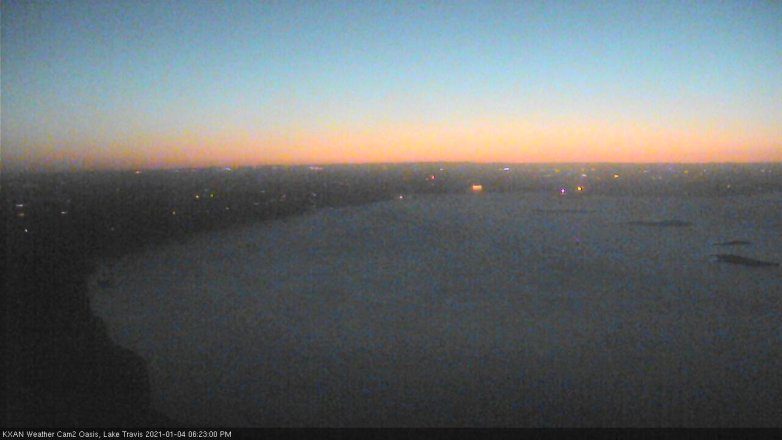 Lake Travis webcam, January 4, 2021 6:25 PM CT