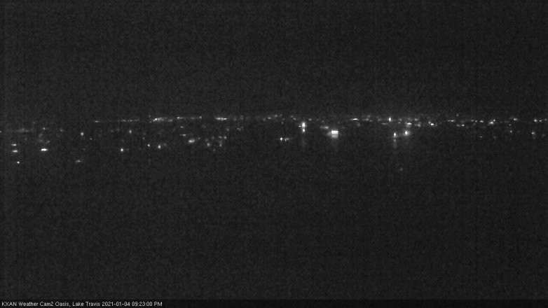 Lake Travis webcam, January 4, 2021 9:25 PM CT