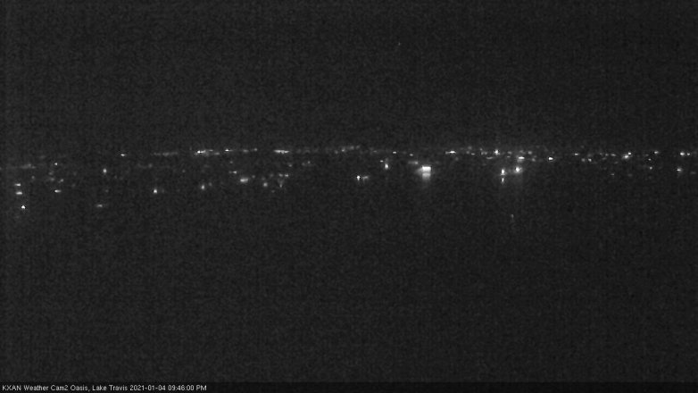 Lake Travis webcam, January 4, 2021 9:45 PM CT