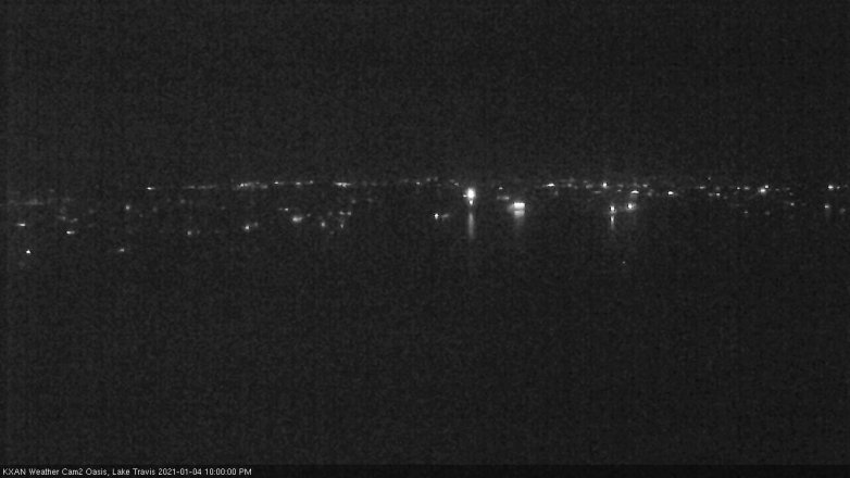 Lake Travis webcam, January 4, 2021 10:00 PM CT
