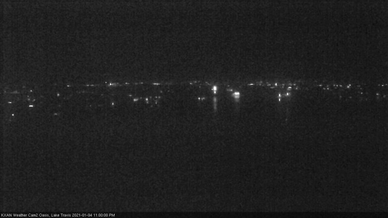 Lake Travis webcam, January 4, 2021 11:00 PM CT