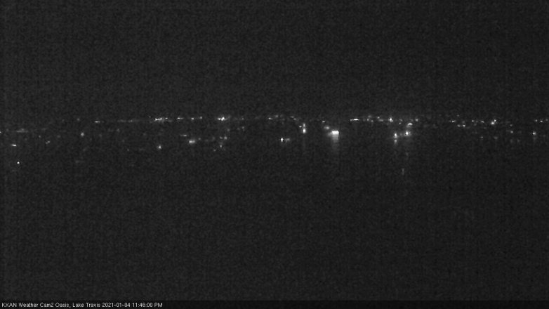 Lake Travis webcam, January 4, 2021 11:45 PM CT