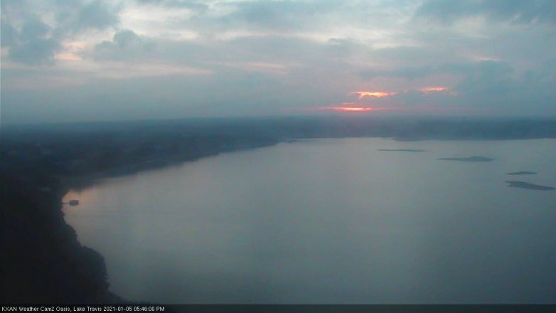 Lake Travis webcam, January 5, 2021 5:45 PM CT