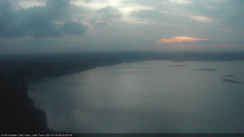 Lake Travis webcam, January 5, 2021 6:00 PM CT