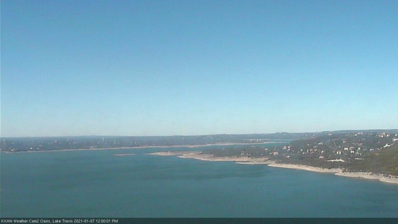 Lake Travis webcam, January 7, 2021 12:00 PM CT