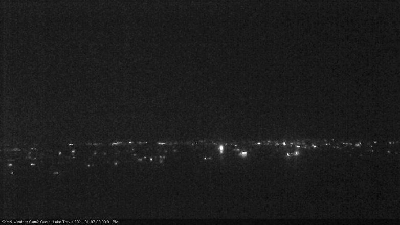 Lake Travis webcam, January 7, 2021 9:00 PM CT
