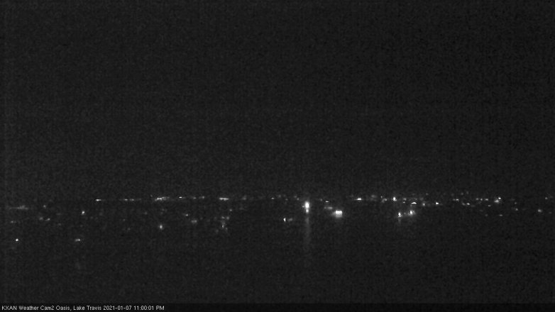 Lake Travis webcam, January 7, 2021 11:00 PM CT