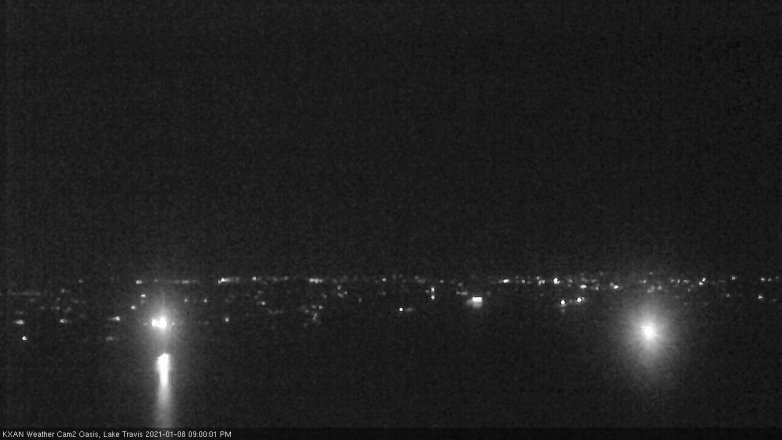 Lake Travis webcam, January 8, 2021 9:00 PM CT