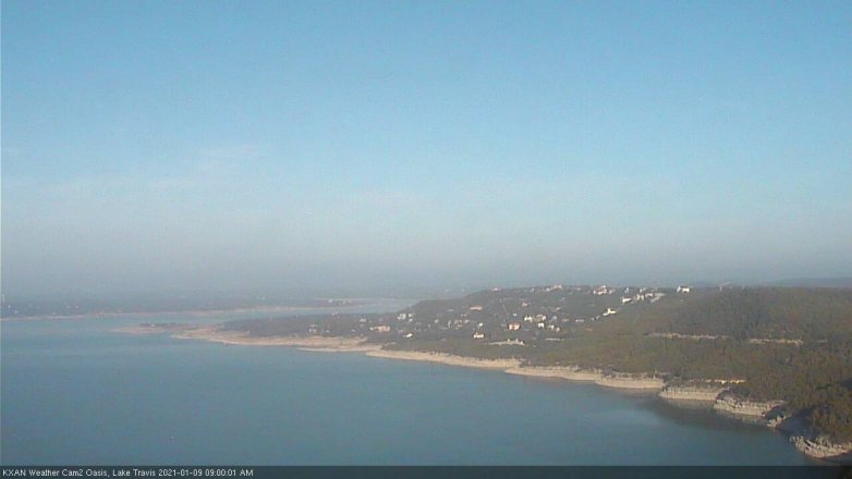 Lake Travis webcam, January 9, 2021 9:00 AM CT