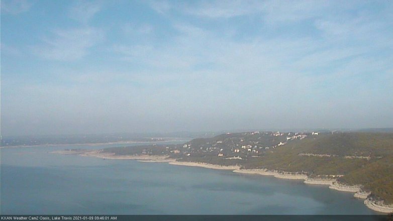Lake Travis webcam, January 9, 2021 9:45 AM CT