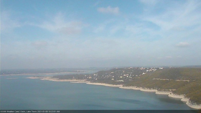 Lake Travis webcam, January 9, 2021 10:25 AM CT