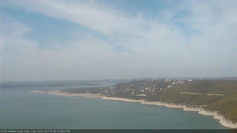 Lake Travis webcam, January 9, 2021 12:00 PM CT