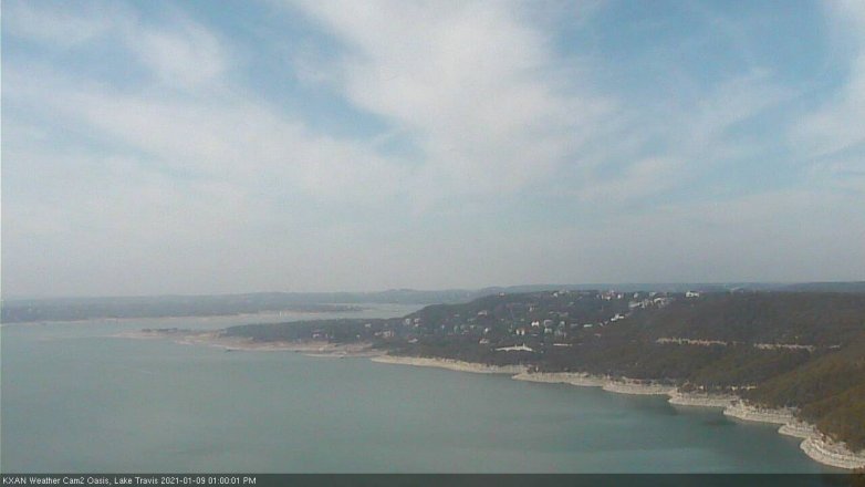Lake Travis webcam, January 9, 2021 1:00 PM CT