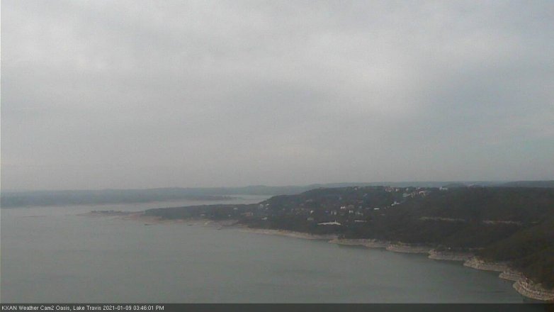 Lake Travis webcam, January 9, 2021 3:45 PM CT