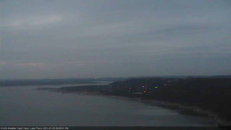 Lake Travis webcam, January 9, 2021 6:00 PM CT