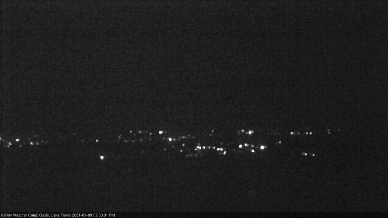Lake Travis webcam, January 9, 2021 9:00 PM CT