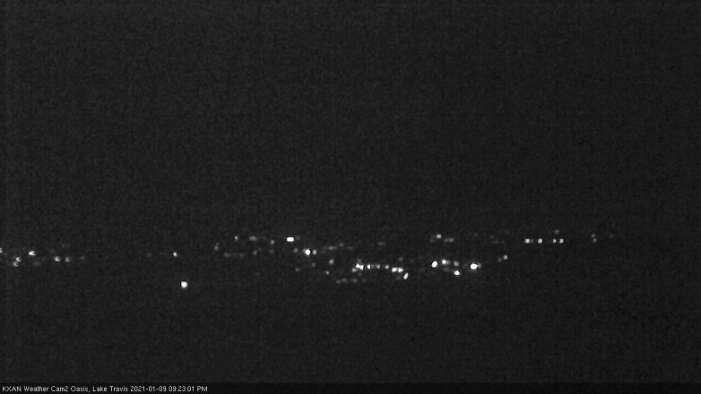 Lake Travis webcam, January 9, 2021 9:25 PM CT