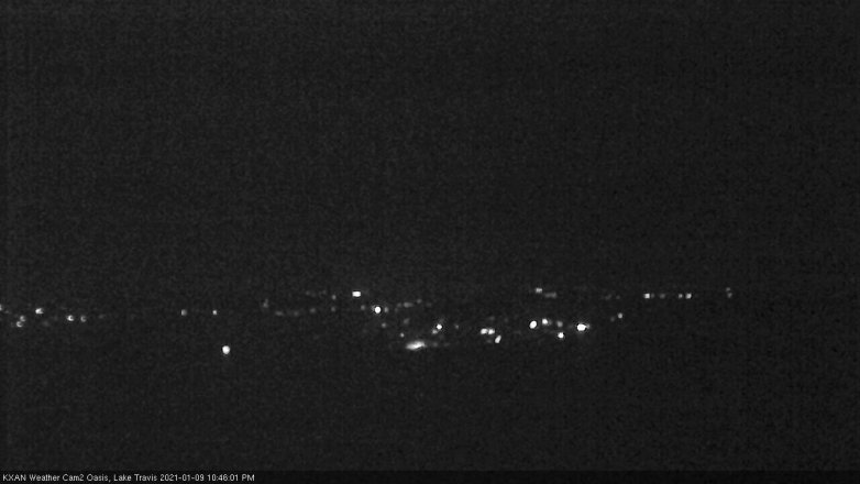 Lake Travis webcam, January 9, 2021 10:45 PM CT