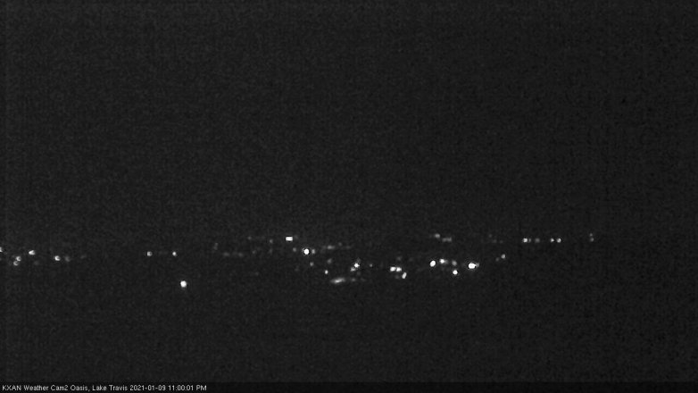 Lake Travis webcam, January 9, 2021 11:00 PM CT