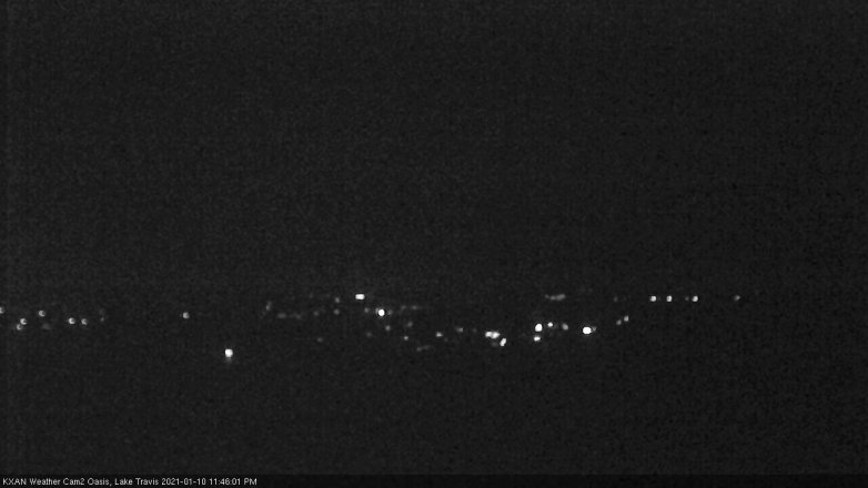 Lake Travis webcam, January 10, 2021 11:45 PM CT