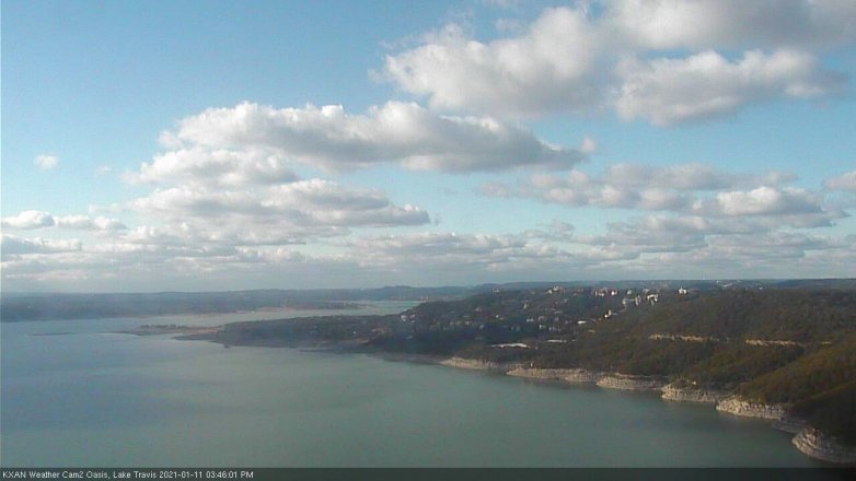 Lake Travis webcam, January 11, 2021 3:45 PM CT